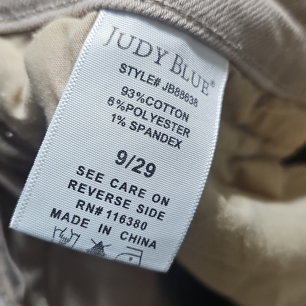 Judy Blue Beige Wide-Leg High Waist Raw Hem Pants Garment Dyed Size 9/29 - Picture 4 of 6